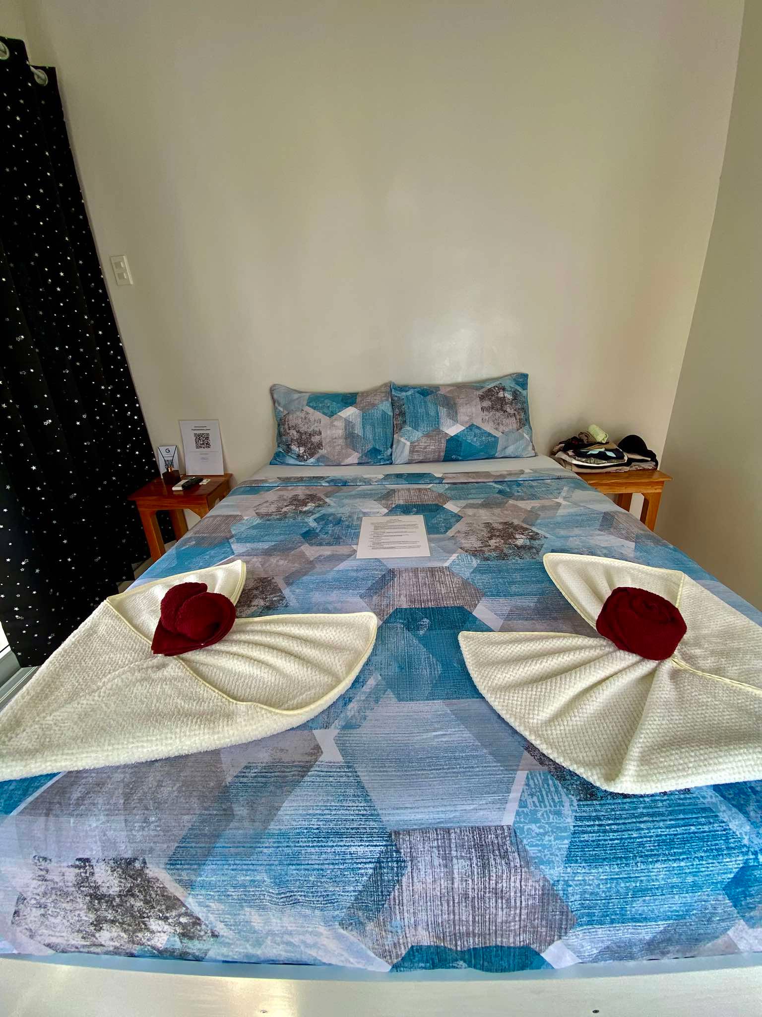 Comfortable double bedroom prepared for guests