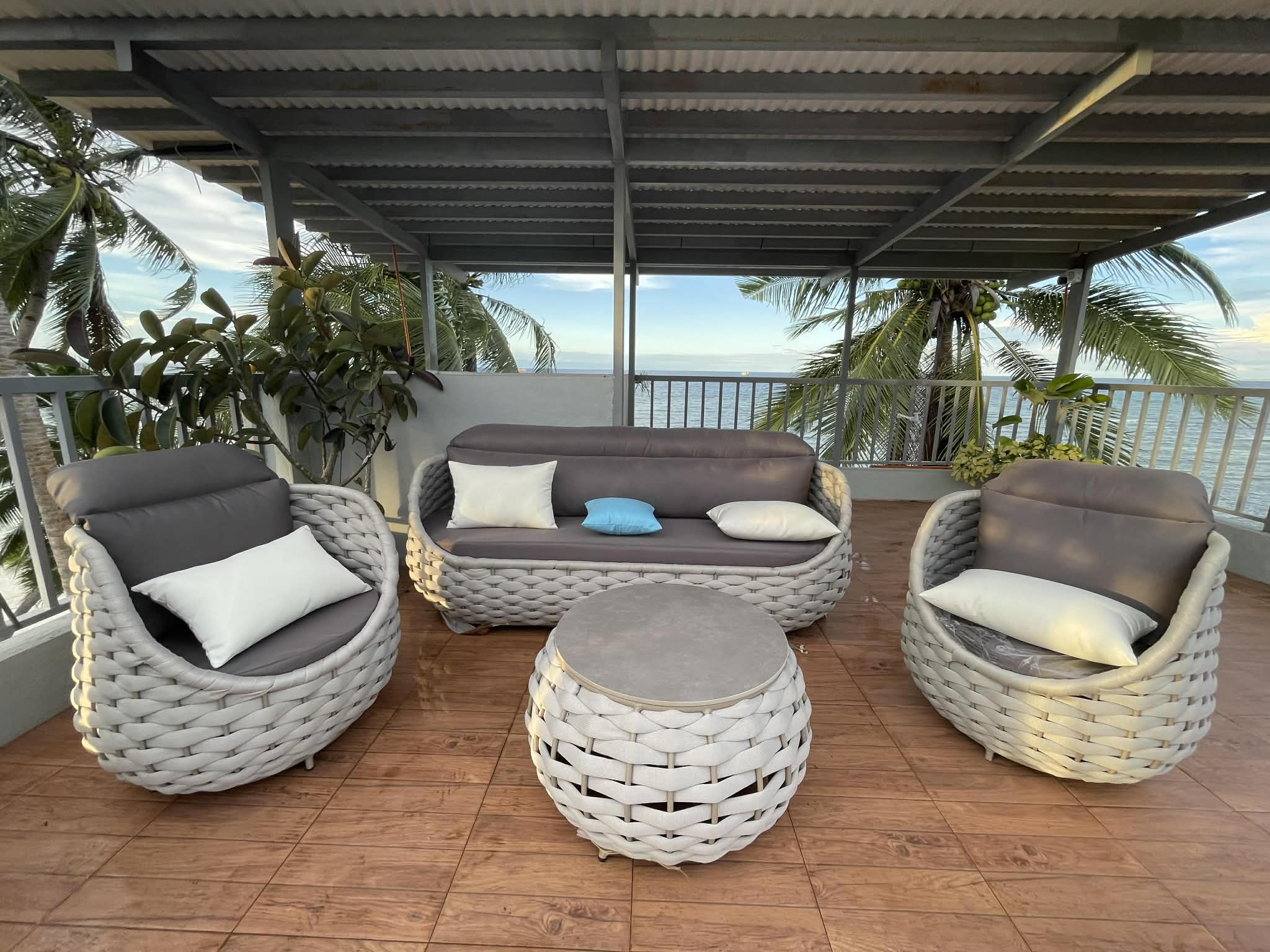 Rooftop lounge with ocean views